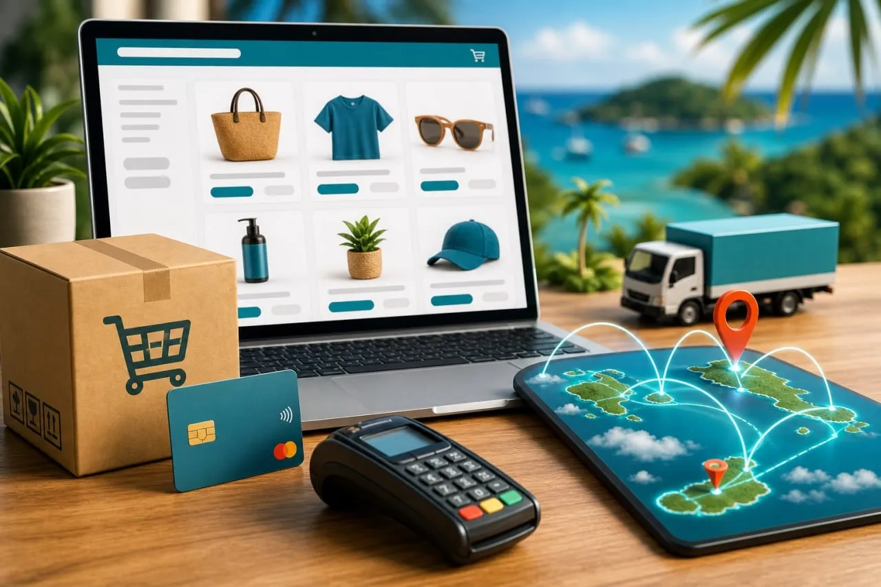 Boutique e-commerce, paiement et livraison entre les îles des Antilles
