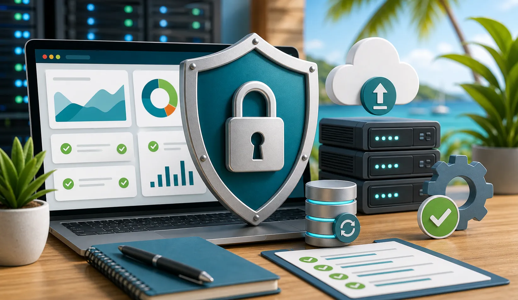 Bouclier de securite, serveurs et sauvegarde cloud pour un site web